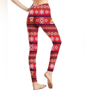 Holiday Snowflake & Reindeer Print Ankle Leggings